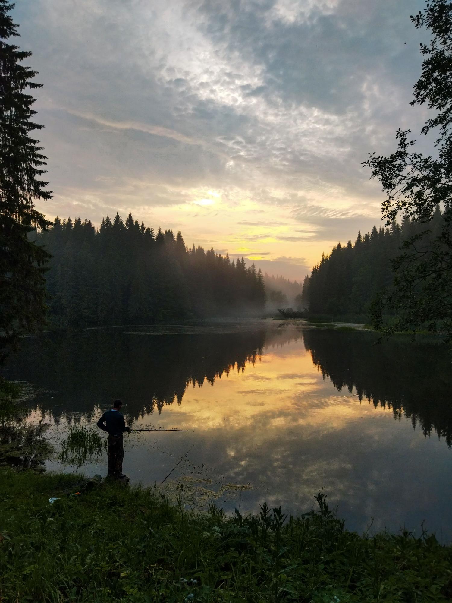 Рыбалка на закате солнца